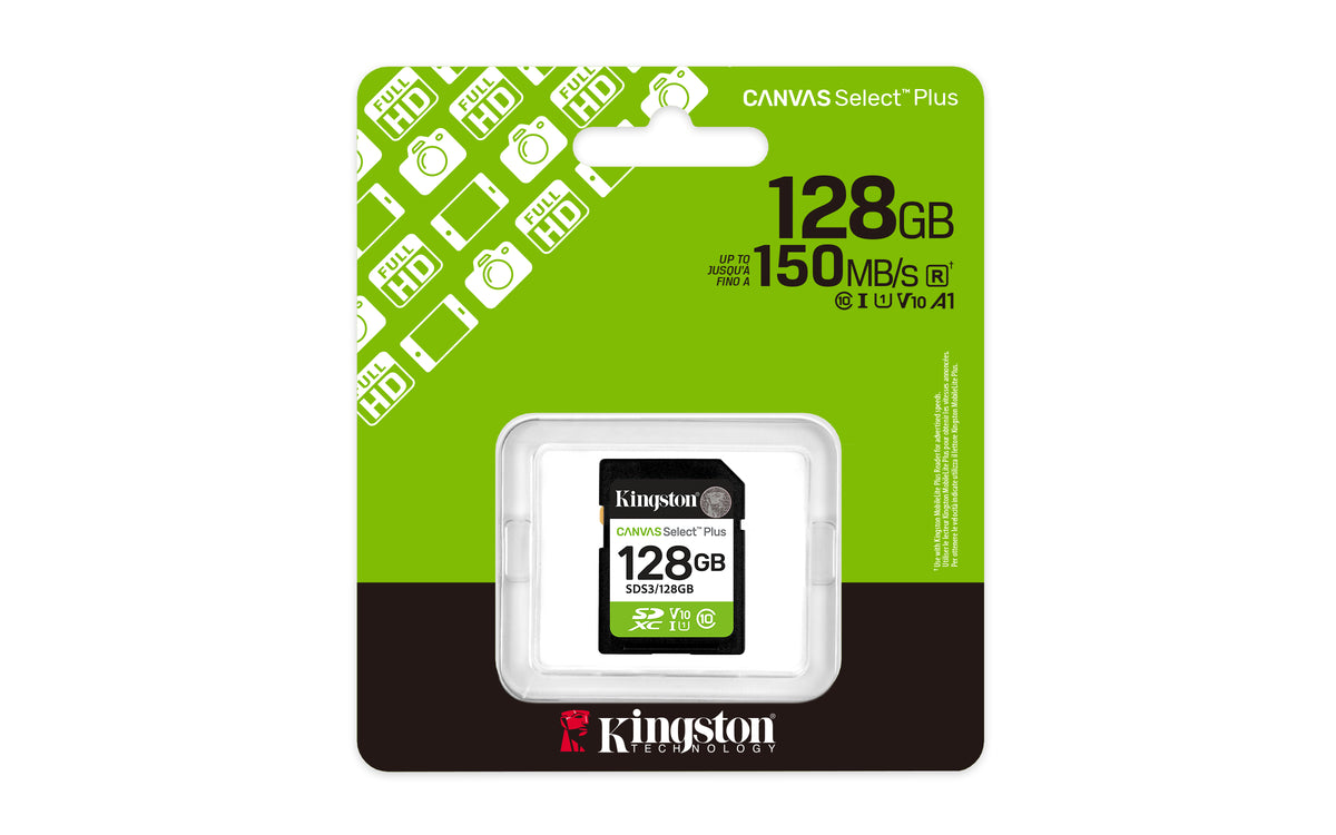 Memory RAM Kingston CANVAS Select Plus 128GB SD XC/ Classe 10/ 150MBs Cartão de Memória