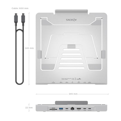 Suporte de secretária - Aisens USB Tipo C Docking ASUC-7P045-GR/ 1xUSB/ 1xUSB Tipo-C/ 1xHDMI/ 1xRJ45/ 1xLector de Cartão / 1xUSB Tipo-C PD
