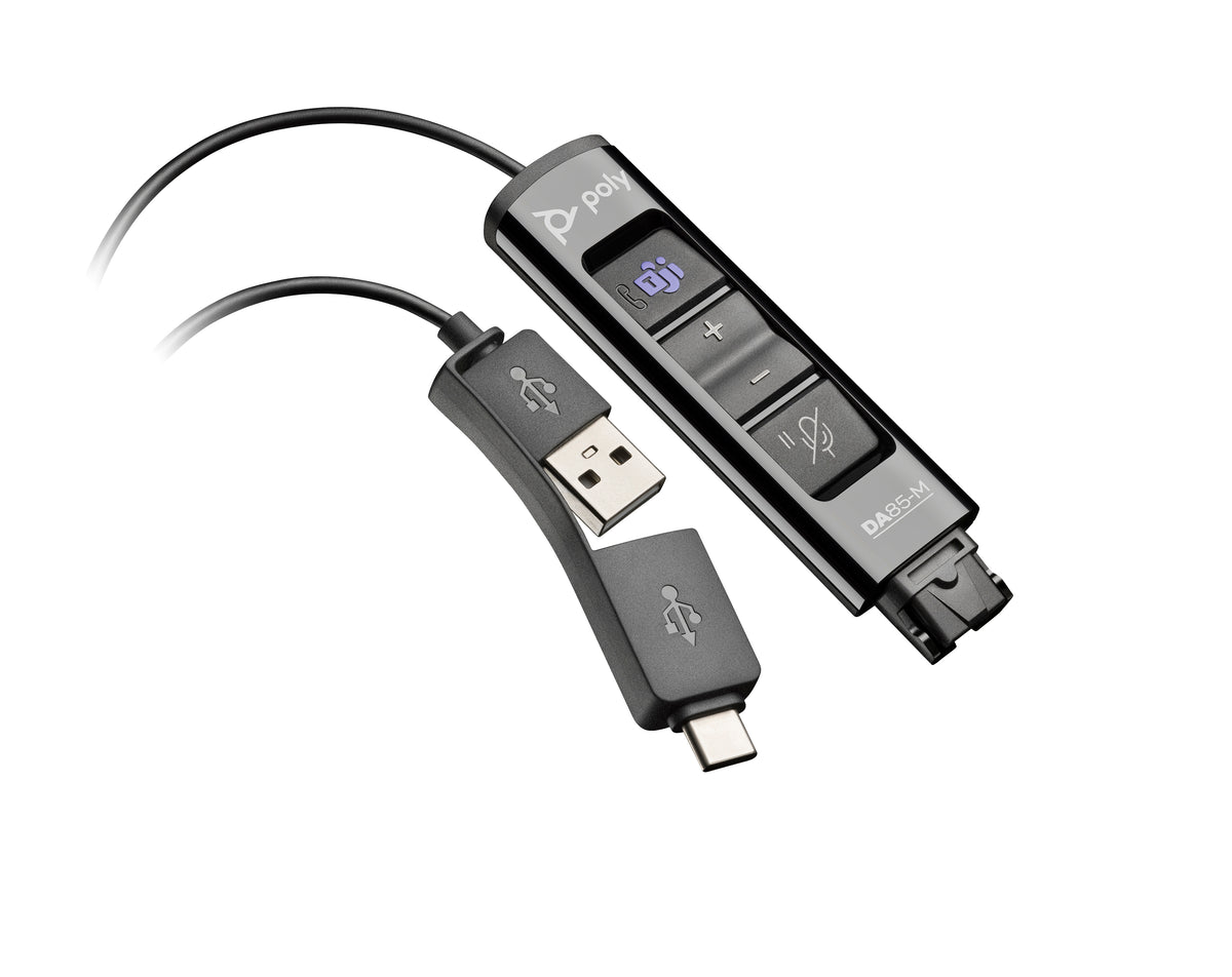 Adaptador USB Plantronics/Poly Adaptador DA85-M USB to QuickDisconnect / 786C8AA preto