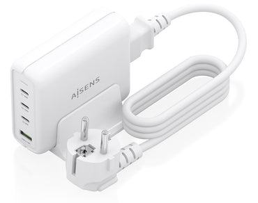 Carregador de secretária Aisens GaN ASCH-140W4P055-W/ 3xUSB Tipo-C/ 1xUSB/ 140W