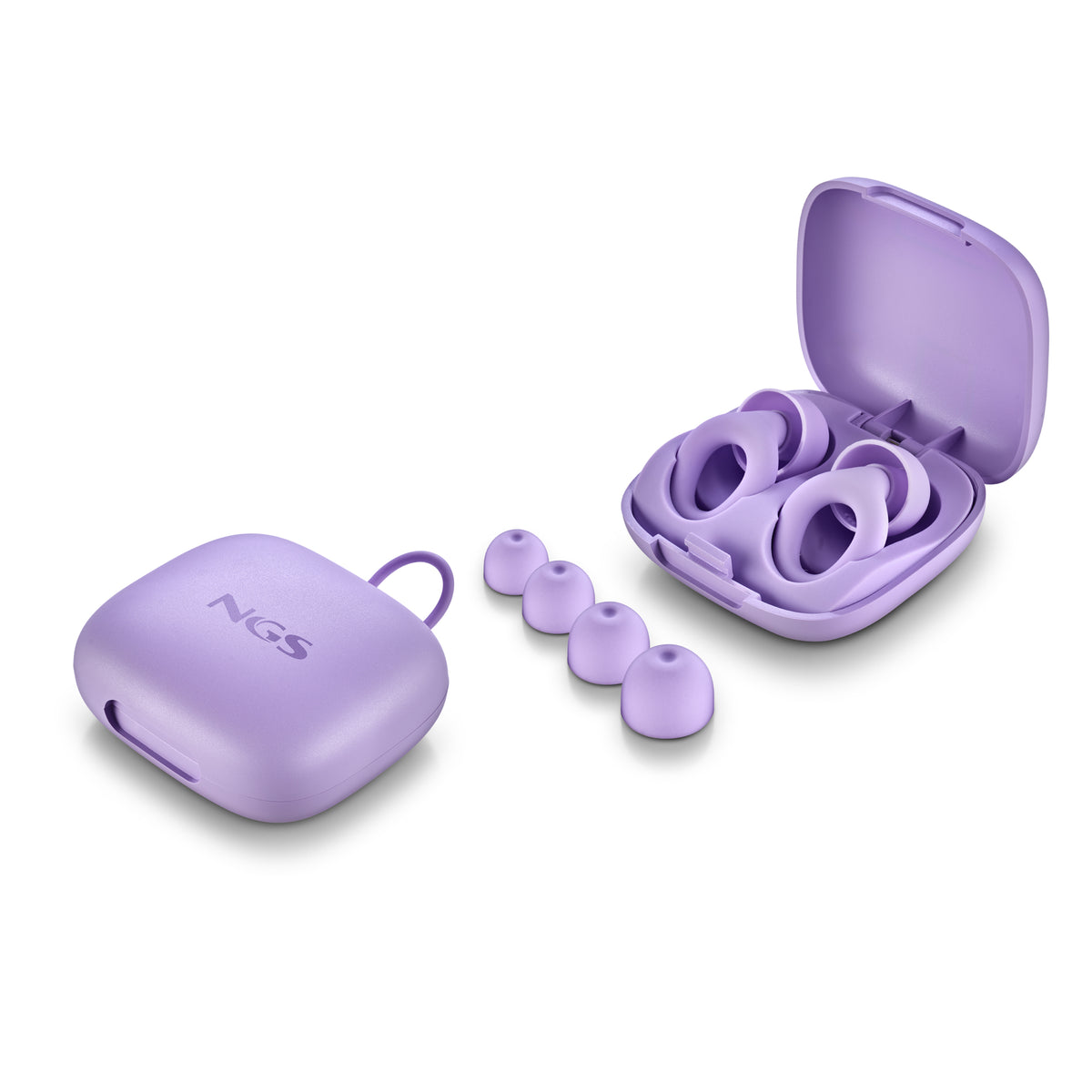 Auscultadores NGS NOONBLACK TAPONES SILICONA FUNDA PÚRPURA