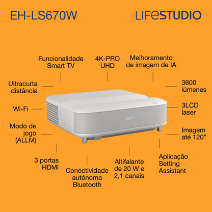 Projetor Epson Lifestudio Grand EH-LS670W / V11HB82040 branco - imagem 20