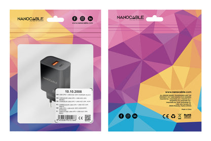 Carregador Nanocable USB-C/PD+USB-A/QC 20W Preto - imagem 5