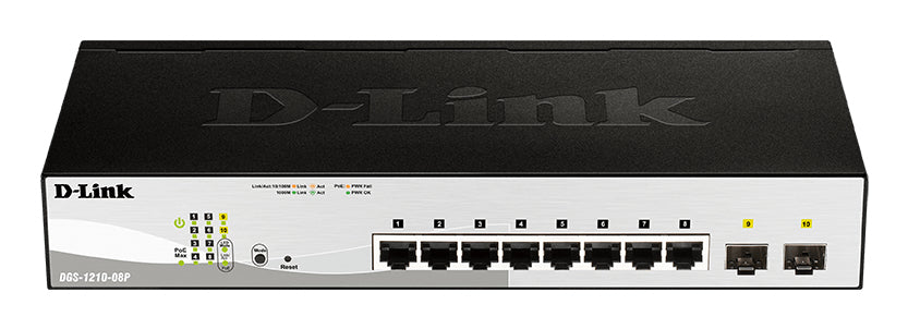 Switch de Rede D-Link DGS-1210-08P/E 8xGB PoE 2xSFP