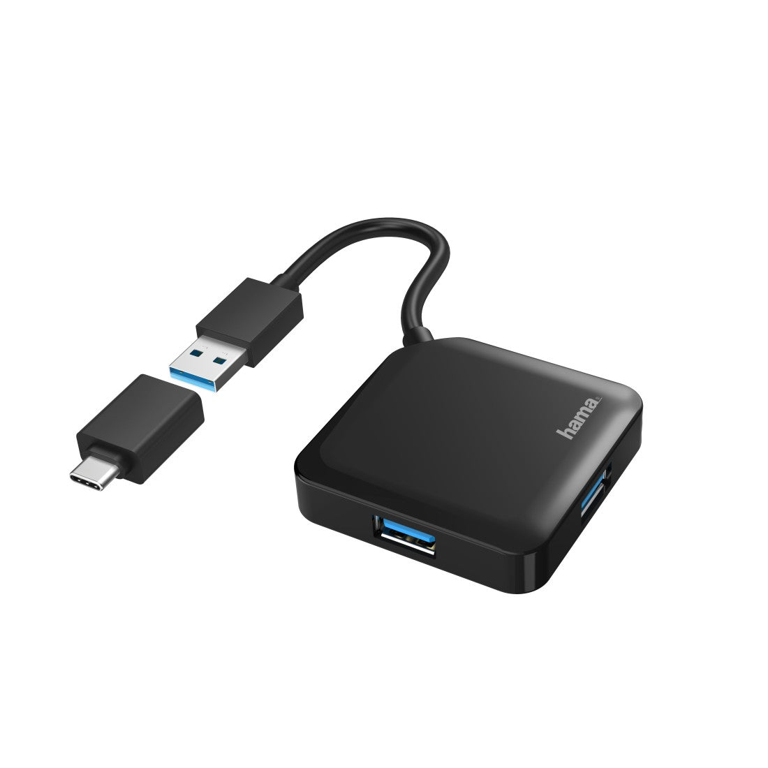 Hub USB Hama 200116 com quatro portas e adaptador USB-C