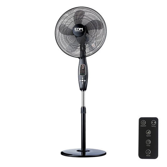 VENTOINHA DE PÉ, COR PRETO, COM COMANDO. POTÊNCIA: 60W PÁS: Ø40cm ALTURA AJUSTÁVEL 110-130cm