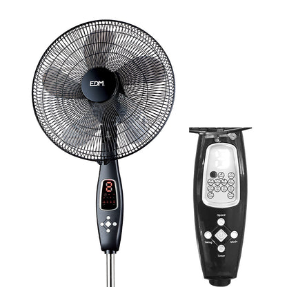 VENTOINHA DE PÉ, COR PRETO, COM COMANDO. POTÊNCIA: 60W PÁS: Ø40cm ALTURA AJUSTÁVEL 110-130cm