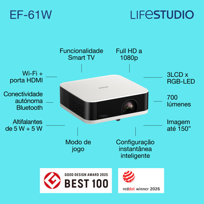 Projetor Epson EF-61W WXGA 700L LCD 1080p Branco - imagem 3