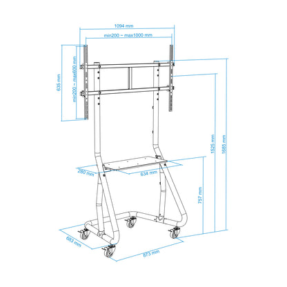 Suporte TV Tooq FS20200M-B Suelo Ruedas/Bases 60-105" - imagem 13