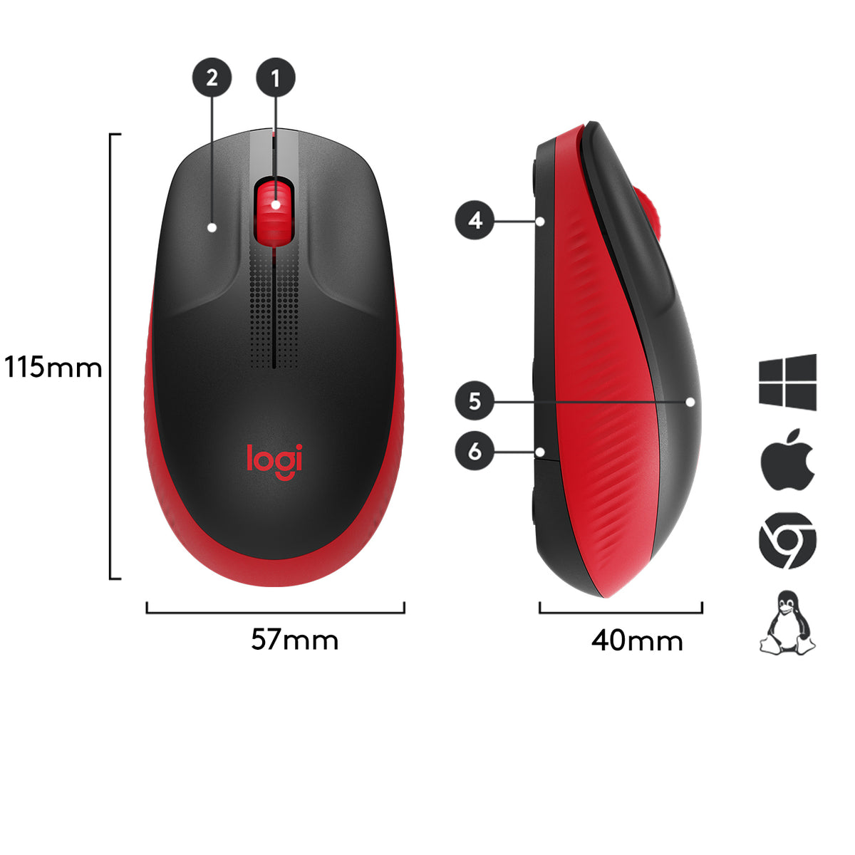 Rato Logitech M190 / 910-005908 vermelho - imagem 6