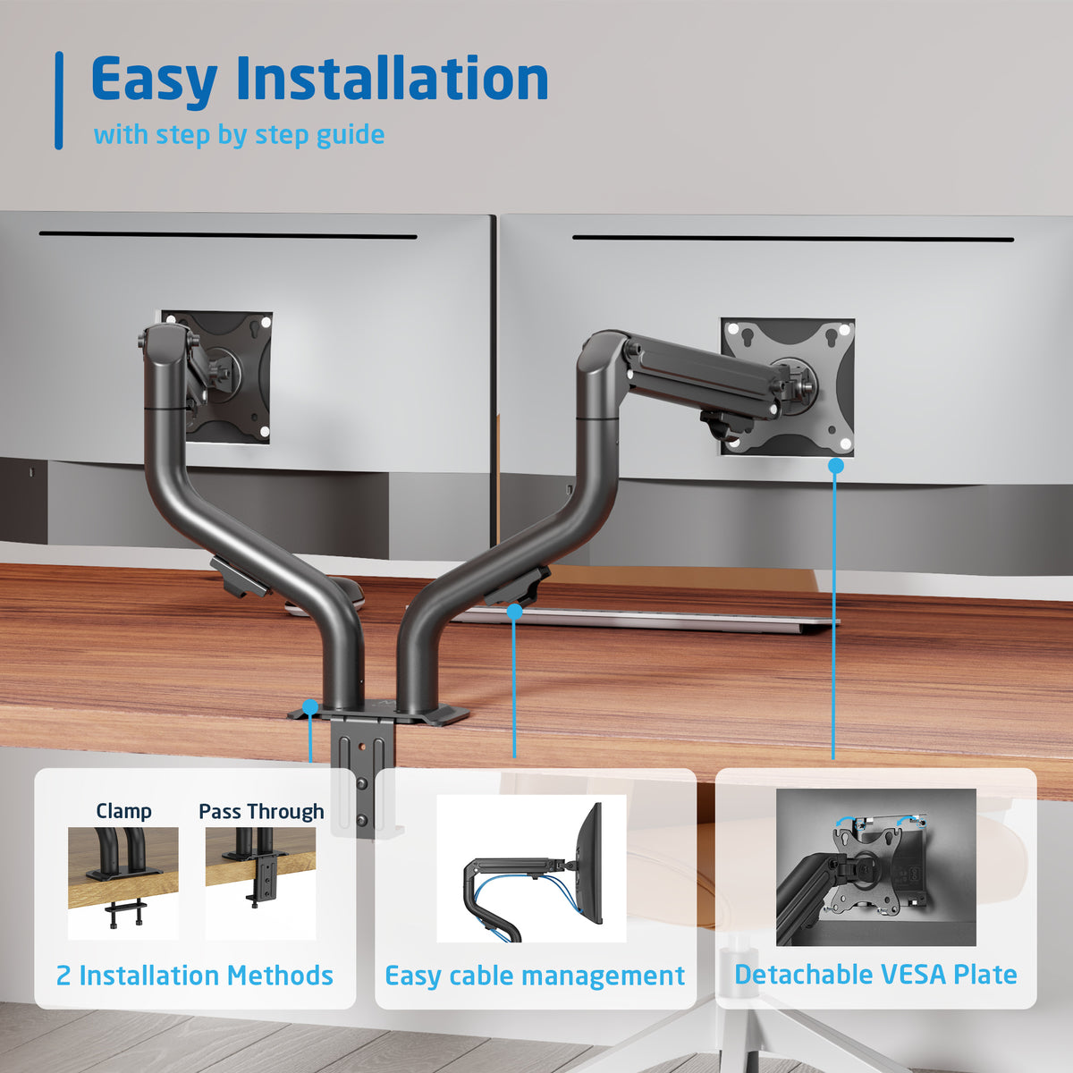 Suporte de Monitor EWENT EW1534 de Mesa 34" para 2 monitores - imagem 9