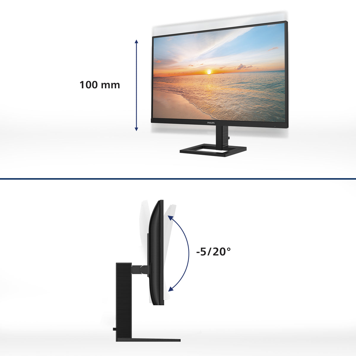 Philips Professional Monitor 24E1N1300AE 23,8"/ Full HD/ Multimédia/ Ajuste em altura/ Preto