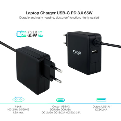 Carregador para Portátil Tooq conector USB-C 65W - imagem 6