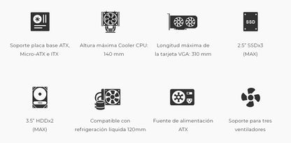 Caixa de Computador Coolbox Caja ATX A780 USB-C 3.2 Gen1 FTE 500W - imagem 6