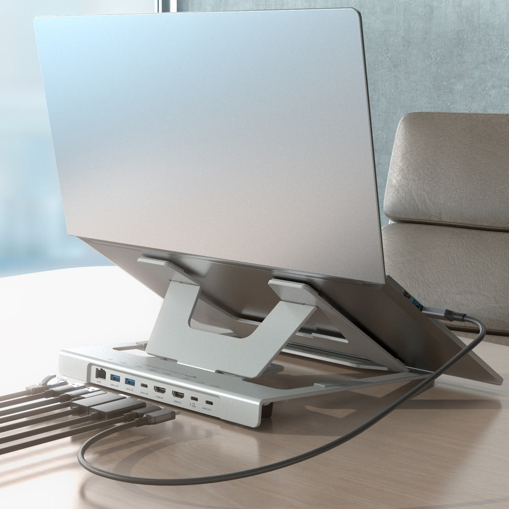 Suporte de Secretária - Aisens USB Docking Tipo-C ASUC-7P046-GR/ 2xUSB/ 1xUSB Tipo-C/ 2xHDMI/ 1xRJ45/ 1xUSB Tipo-C PD/ cinzento