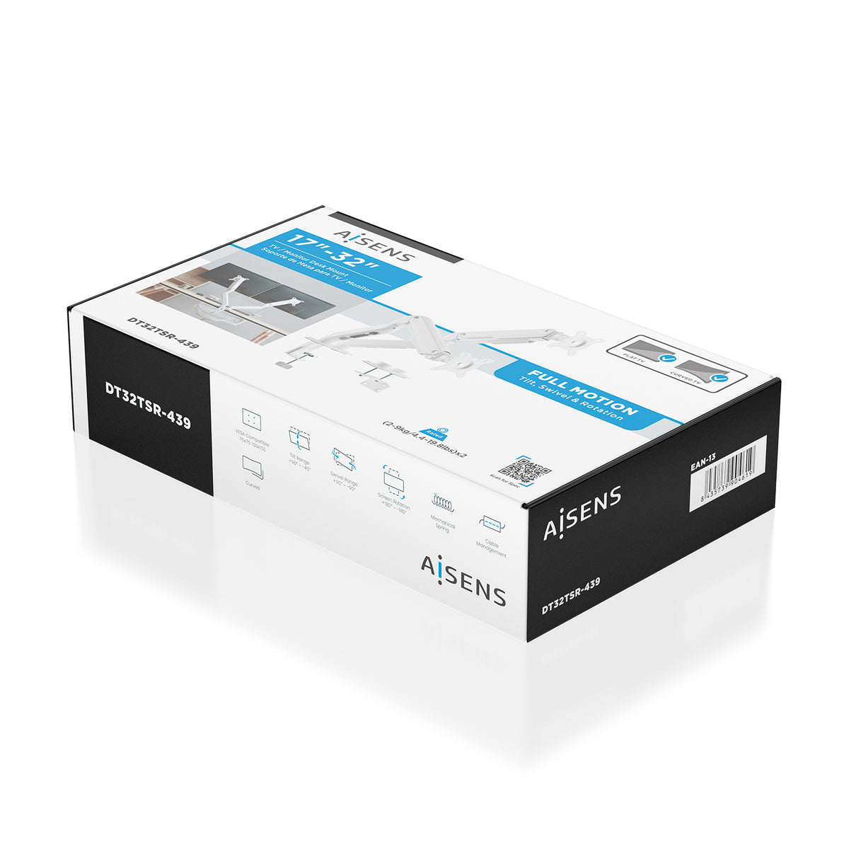 Suporte de mesa com contrapeso para 2 monitores Aisens DT32TSR-439/ giratório/ inclinável/ 9kg