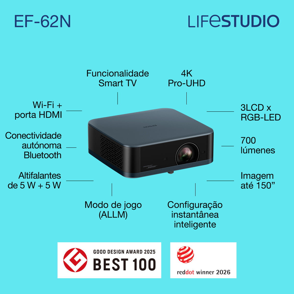 Projetor Epson EF-62N / V11HB73440 Metallic, Navy - imagem 4