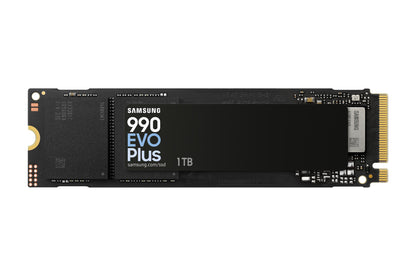 Samsung SSD 990 EVO Plus MZ-V9S1T0 - 1 TB - M.2 2280 - PCIe 5.0 x2 NVMe Spectacular speed everyday Blast through tasks faster. 990 EVO Plus with the latest NAND offers boosted sequential read/write speeds up to 7,250/6,300MB/s. Huge files, instant tr