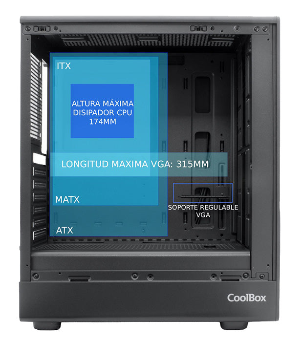 Caixa de Computador Coolbox Caja ATX GA700 DarkSide USB-C 3.2 G1 Crist - imagem 13