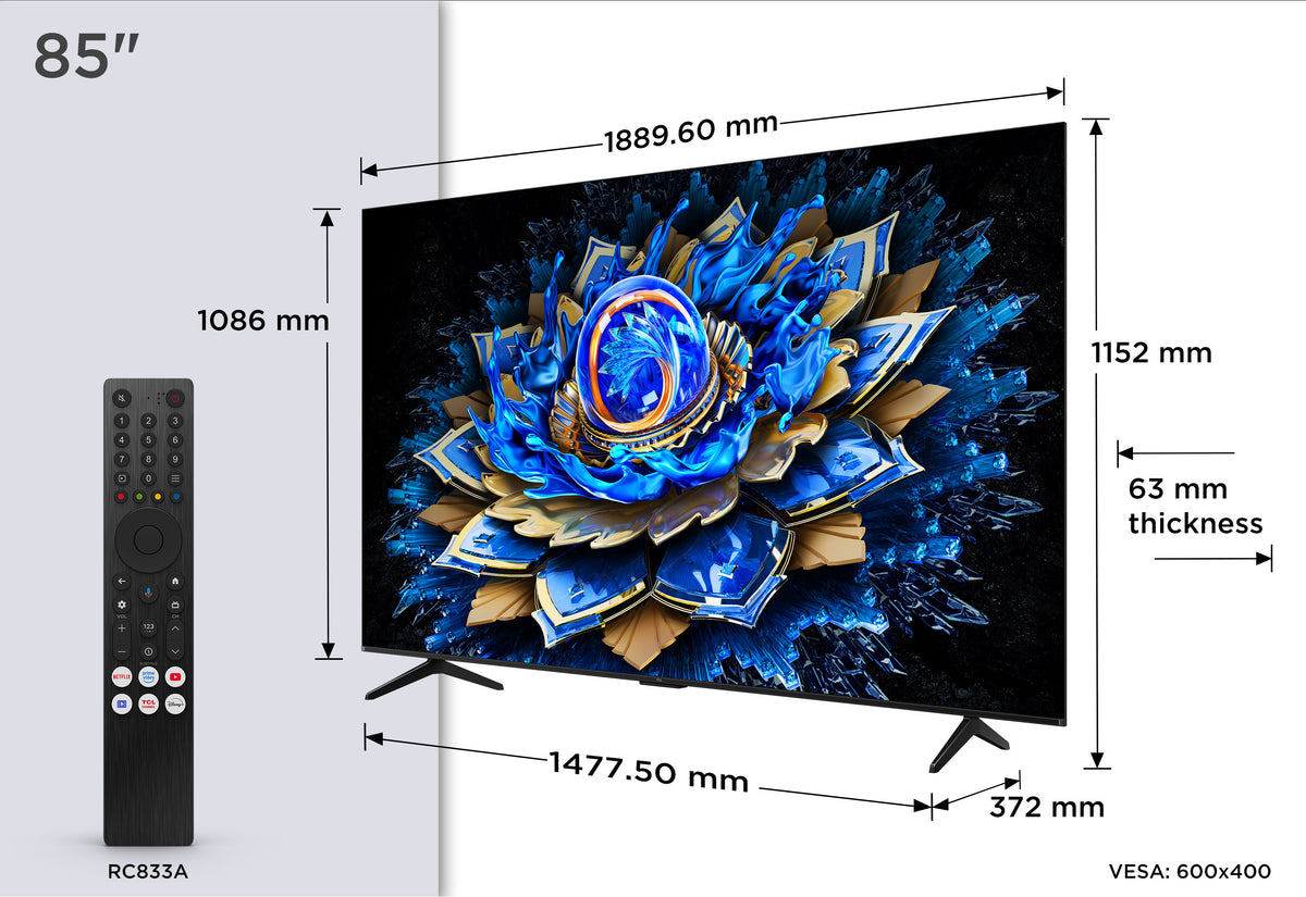 Televisão TCL 85T69C TV 85" Qled 4K Google TV Onkyo - imagem 6