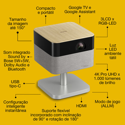 Projetor Epson Lifestudio Flex EF-72 / V11HB76640 preto, oak, prateado - imagem 7