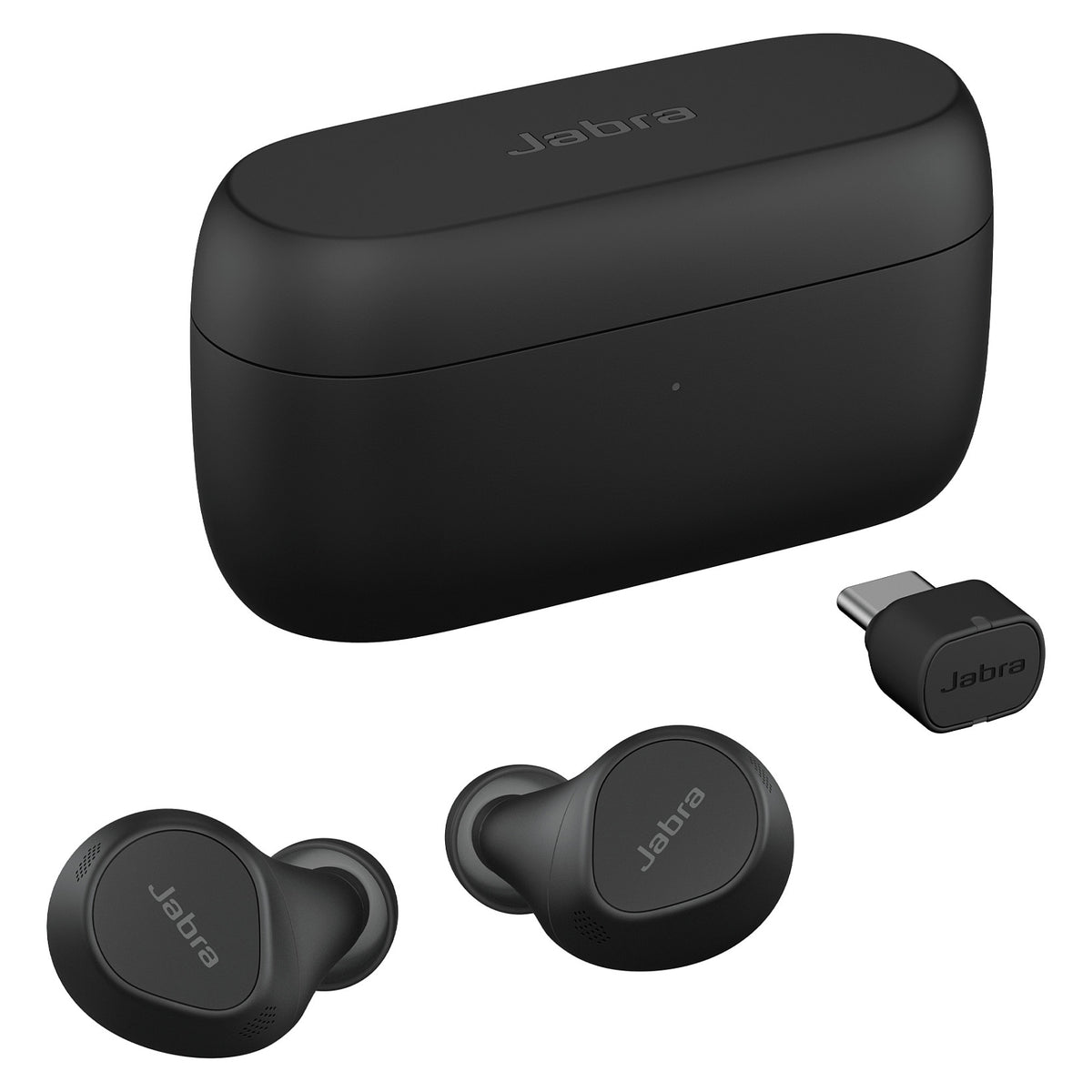 Jabra Evolve2 Buds UC True Wireless earphones with mic in-ear Bluetooth Active noise cancelling USB-C via BT Adapter Black Zoom - Jabra