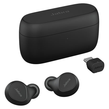 Jabra Evolve2 Buds UC True Wireless earphones with mic in-ear Bluetooth Active noise cancelling USB-C via BT Adapter Black Zoom - Jabra