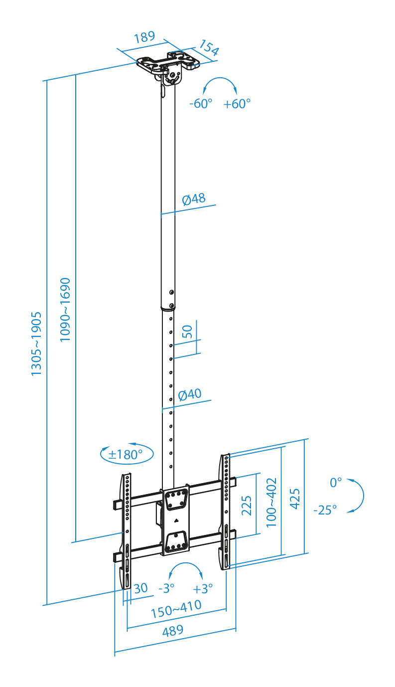 Suporte TV Tooq LPCE1175TSLI-XL-B Teto TV 32"-75" - imagem 12