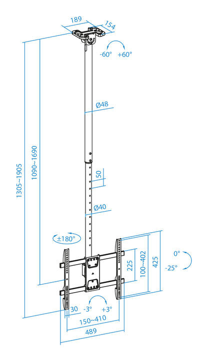 Suporte TV Tooq LPCE1175TSLI-XL-B Teto TV 32"-75" - imagem 12