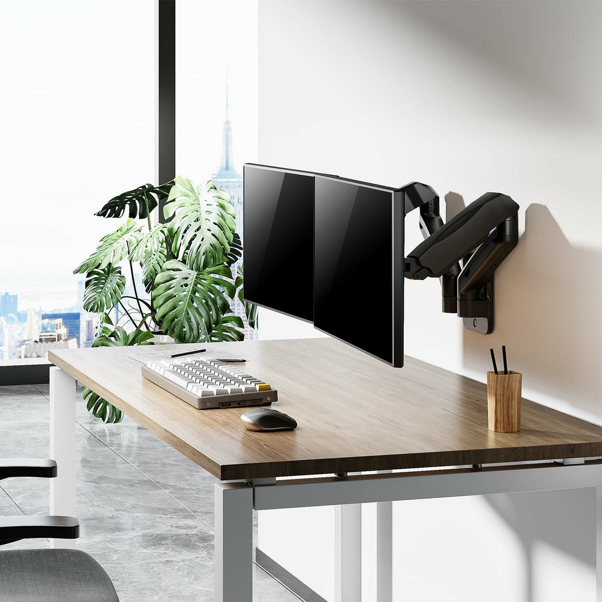 Suporte de parede para 2 monitores ou TV Aisens WT32TSR-225/ giratória/ inclinável/ ligada 9kg