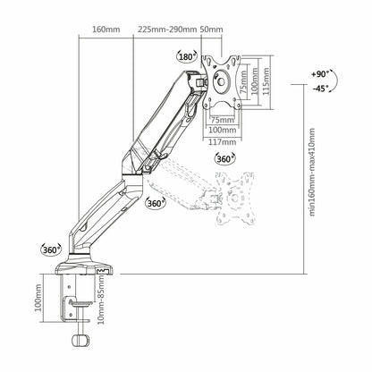 Suporte de mesa com contrapeso para monitor Aisens DT27TSR-043/ Girar/ Inclinar/ Até 9kg
