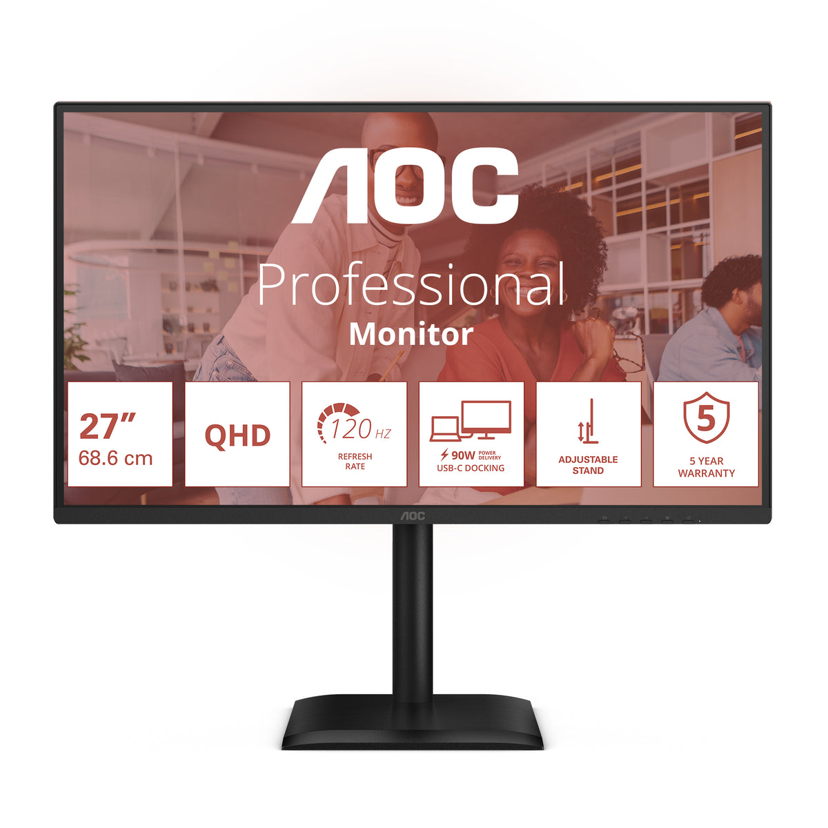 Monitor Profissional AOC Q27E4CV 27"/ QHD / Multimédia / Ajuste em altura