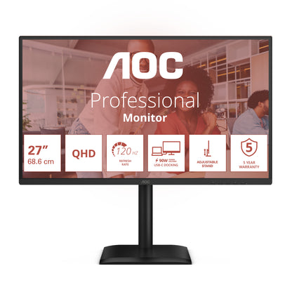 Monitor Profissional AOC Q27E4CV 27"/ QHD / Multimédia / Ajuste em altura