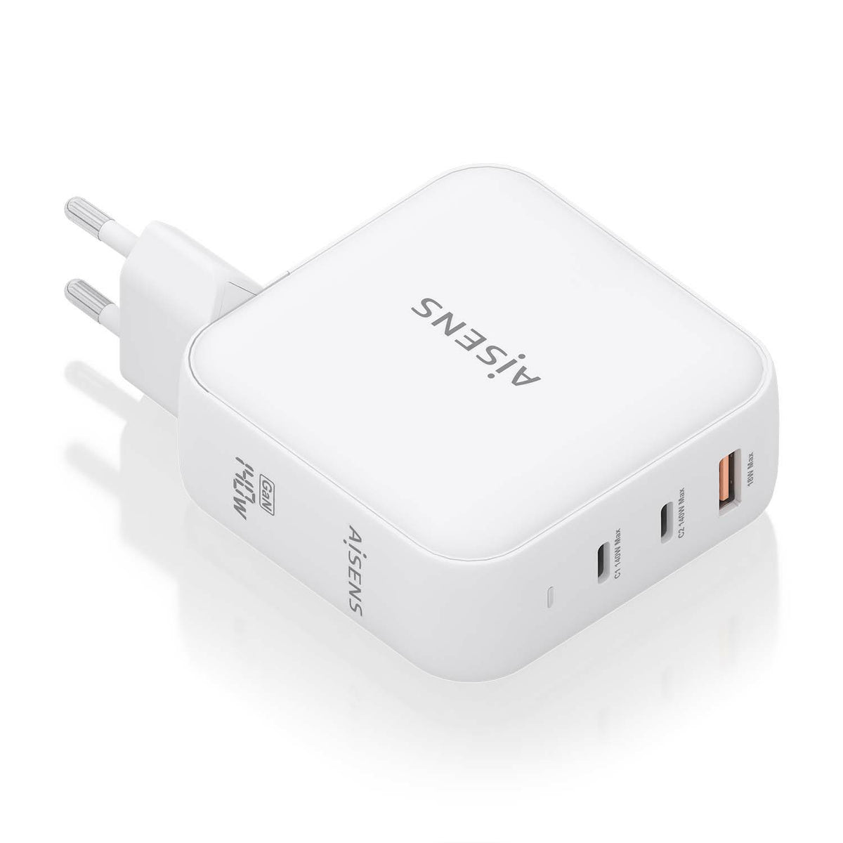 carregador de Pared GaN Aisens ASCH-140W3P030-W/ 2xUSB Tipo-C/ 1xUSB/ 140W