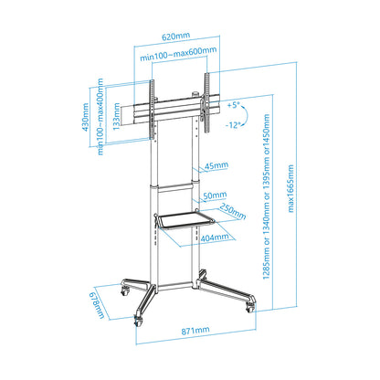 Suporte TV Tooq FS1170M-B suelo ruedas Ramsés 37"-70" - imagem 10