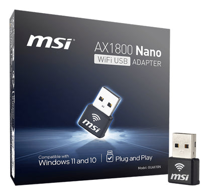Adaptador de Rede MSI GUAX18N AX1800 WiFi6 USB Nano Adaptador - imagem 9