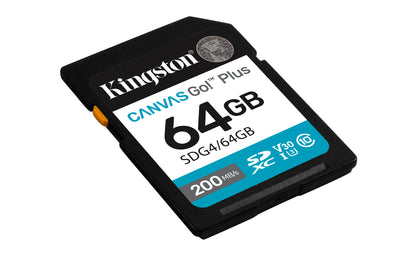 Memória RAM Kingston CANVAS Vai! Além disso, 64GB cartão de SD XC/ Classe 10/ 200MBs