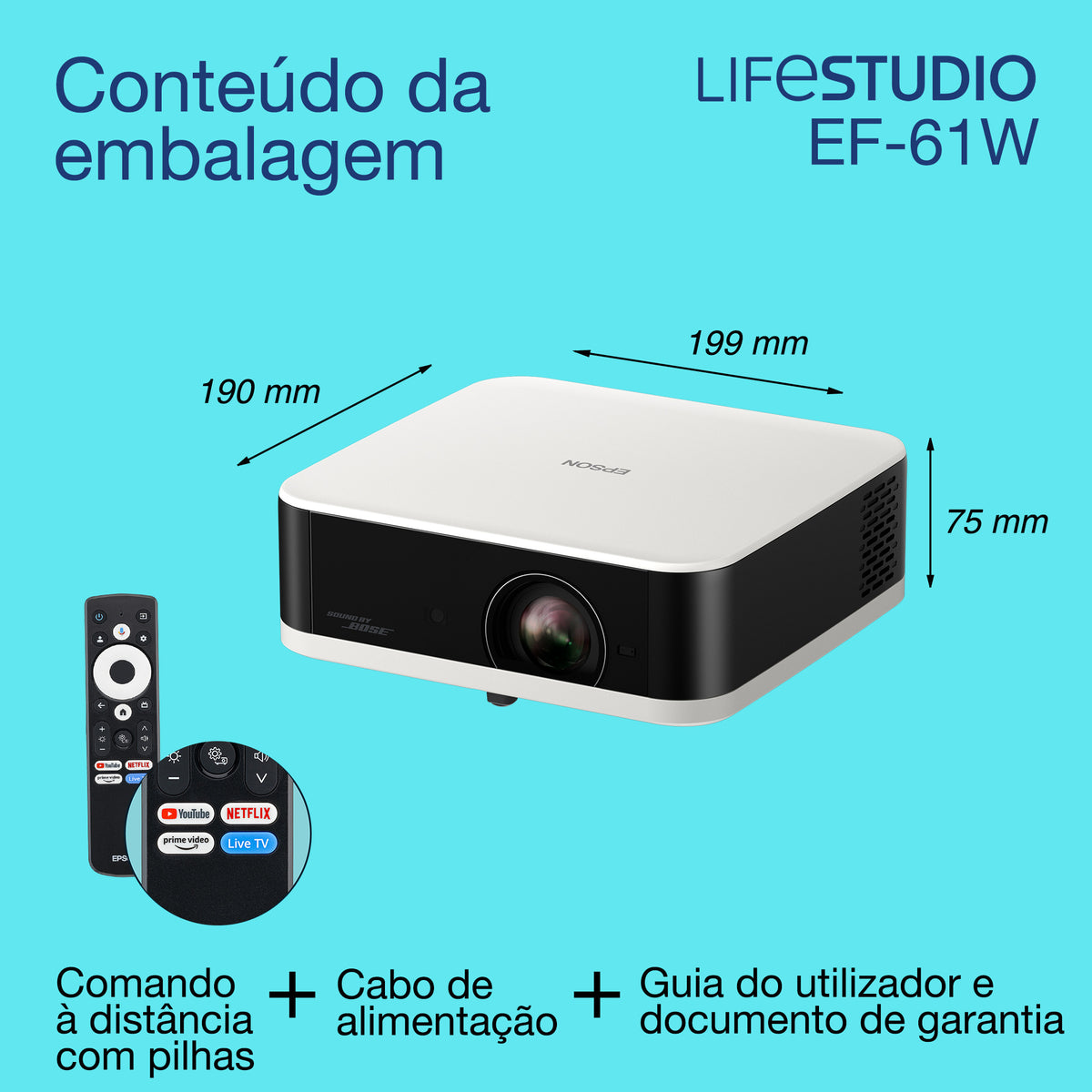 Projetor Epson EF-61W WXGA 700L LCD 1080p Branco - imagem 5