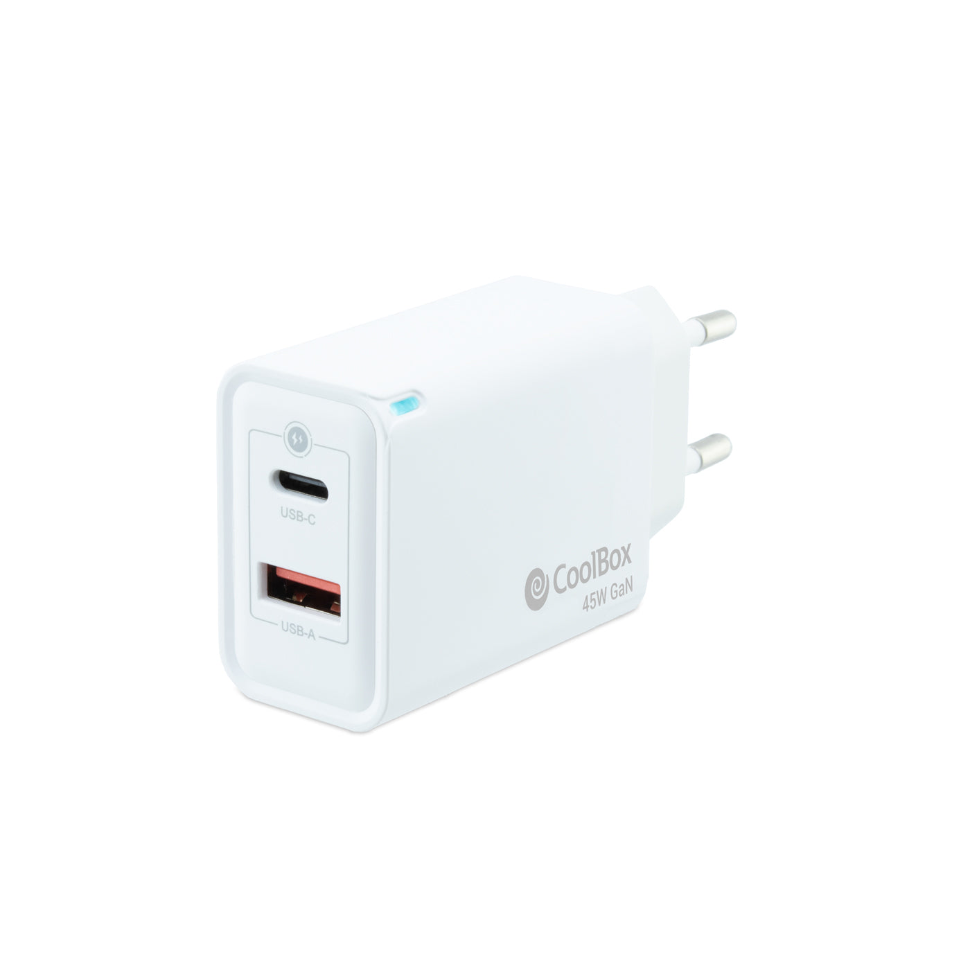 Coolbox Carregador Parede GAN 45W USB-C/USB-A