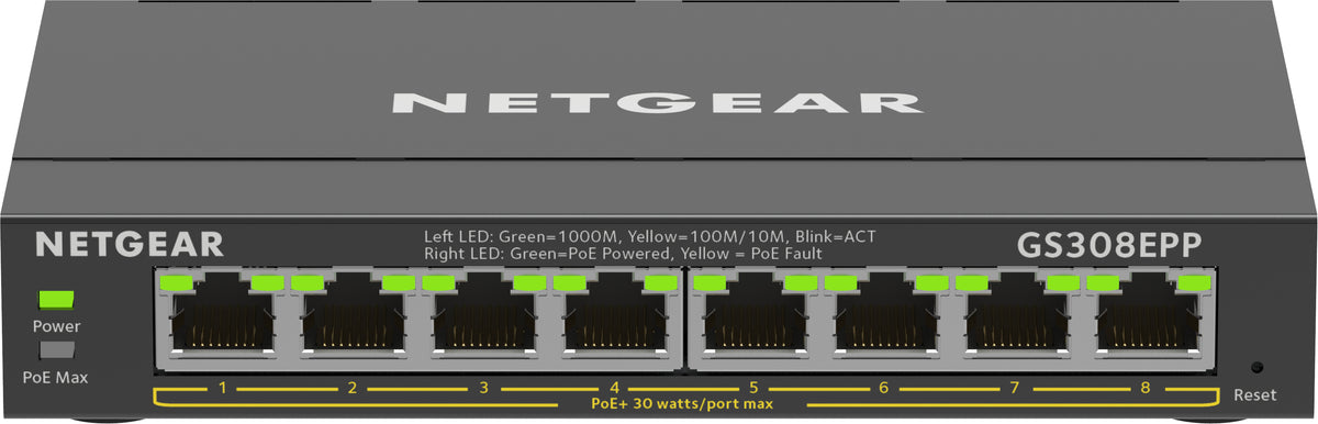 Switch Netgear Essentials GS308EPP / GS308EPP-100PES preto