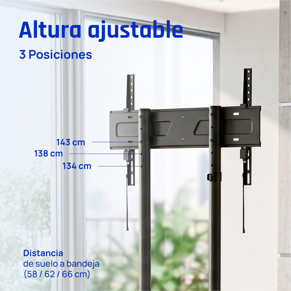 Suporte TV iggual SRTV75 suelo ruedas 32"-75" 70kg - imagem 9