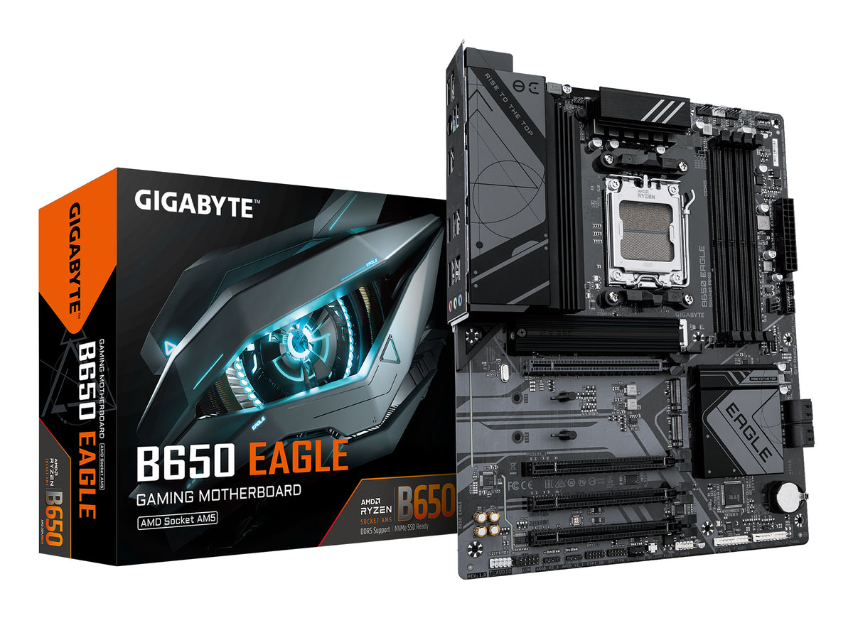 Placa-mãe Gigabyte B650 EAGLE - AMD Ryzen 9000 Série CPUs, 12+2+2 fases VRM, até 7600MHz DDR5 (OC), 1xPCIe