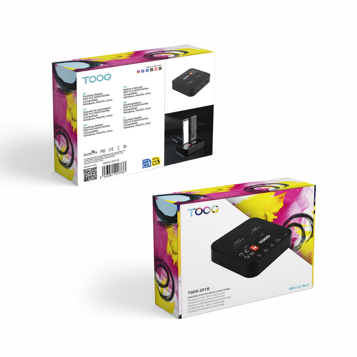 Caixa para Disco Tooq DockStation 2xSSD M.2NVMe PCIe USB-C3.2 Clone - imagem 9