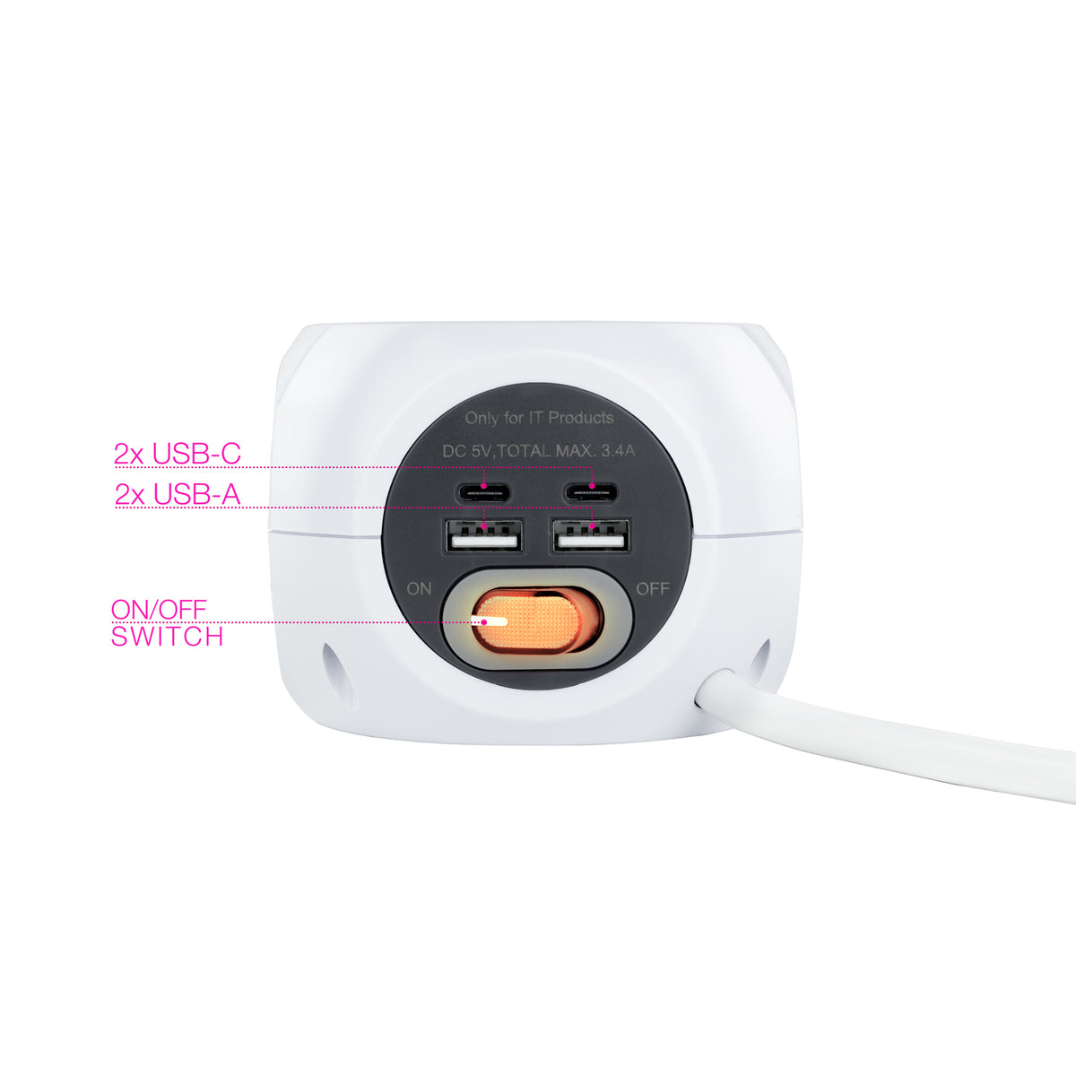 Nanocable Base de enchufes com 4 USB Branco - imagem 6
