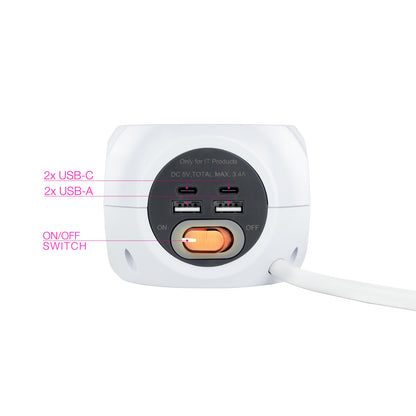 Nanocable Base de enchufes com 4 USB Branco - imagem 6