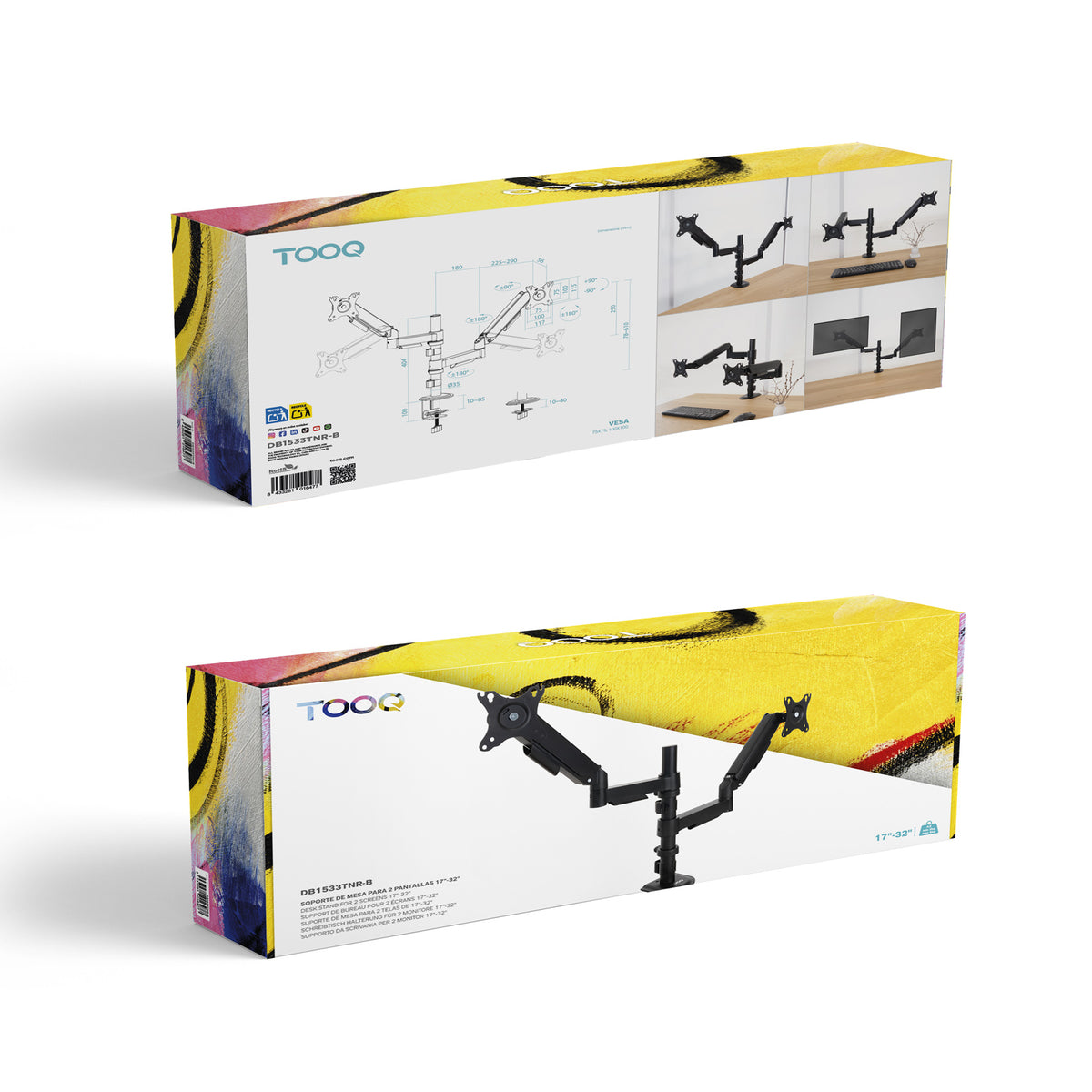 Suporte de Monitor Tooq mesa DB1533TNR-B 2 brazo 17-32 Preto - imagem 9