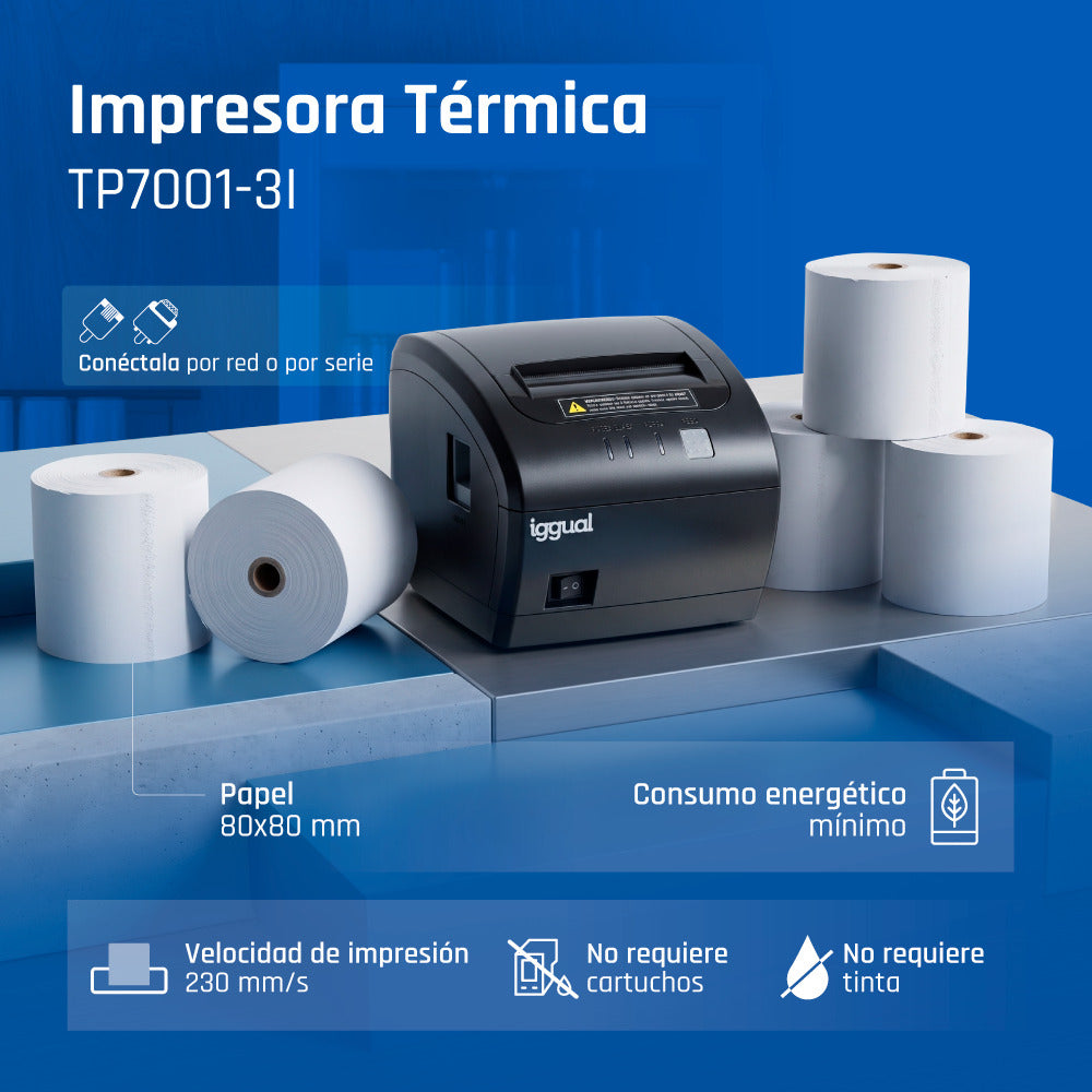 Impressora iggual térmica TP7001 USB+RS232+RJ45 - imagem 9
