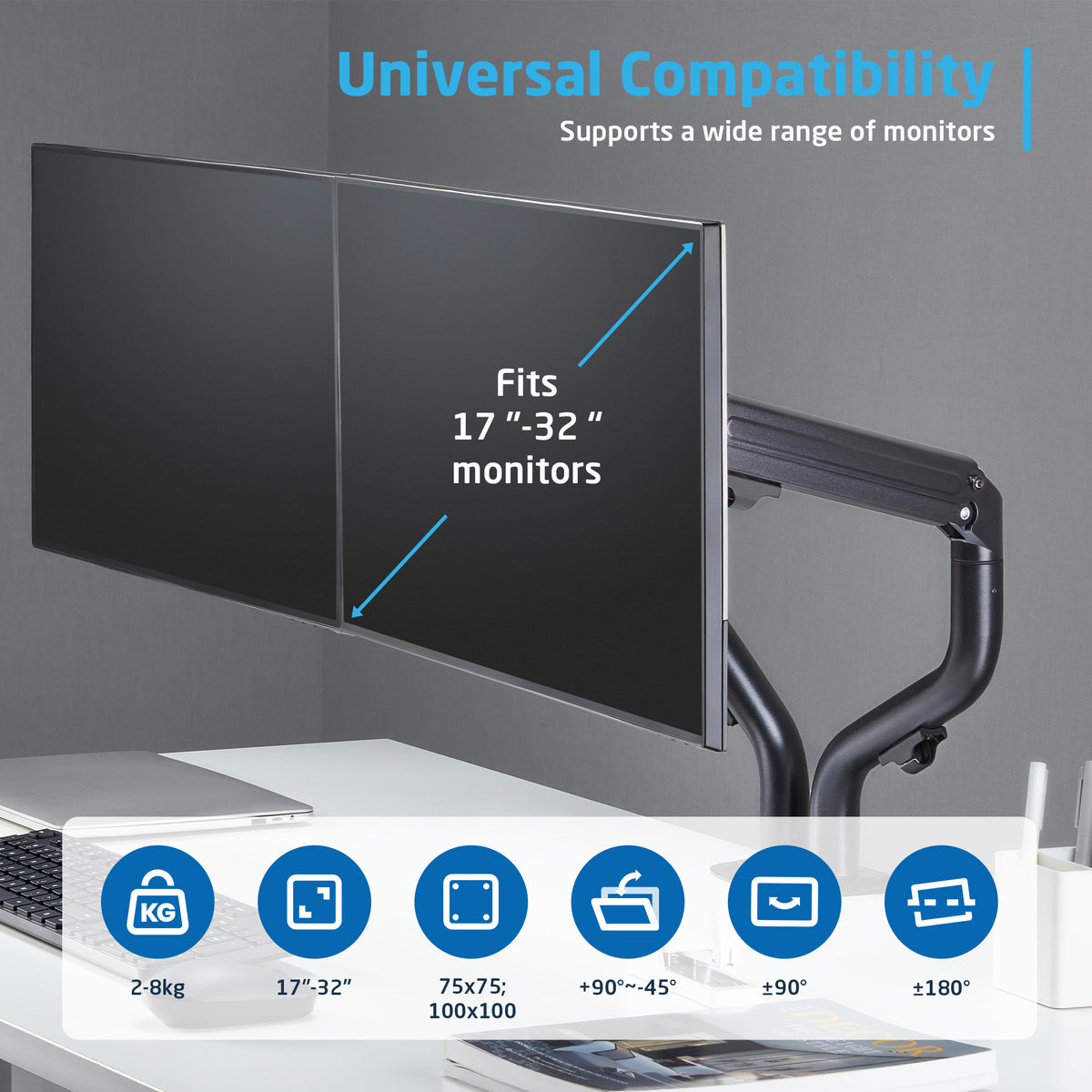 Suporte de Monitor EWENT EW1534 de Mesa 34" para 2 monitores - imagem 5