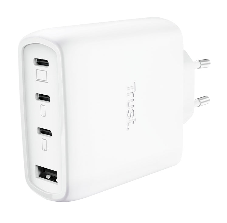 carregador de Pared GaN Trust Maxo 65W 26068/ 3xUSB Tipo-C/ 1xUSB/ Inclui cabo USB Tipo-C/ 65W