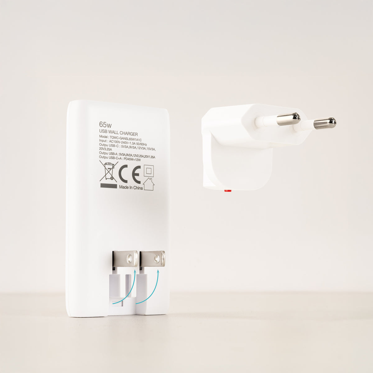 Carregador de Parede Tooq GAN USB-C/PD + USB-A/QC 65W - imagem 8